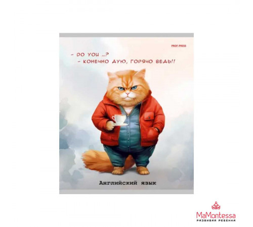 TM Prof-Press Тетрадь КЛЕТКА 48л. АНГЛИЙСКИЙ ЯЗЫК «ЖИЛ БЫЛ КОТ» (Т48-1444) стандарт, б/о