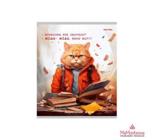 TM Prof-Press Тетрадь КЛЕТКА 48л. НЕМЕЦКИЙ ЯЗЫК «ЖИЛ БЫЛ КОТ» (Т48-2319) стандарт, б/о