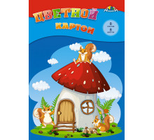 Цветной картон А4 8л 8цв. папка -Домик бельчат- С0003-60