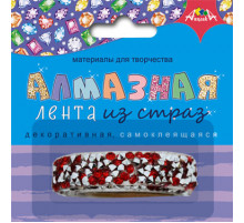 Декоративная алмазная лента из страз, самокл. Ярко-красная