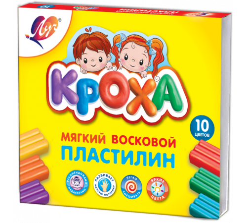 Пластилин мягкий -Кроха- 10 цветов 12С 875-08 Пластилин мягкий -Кроха- 10 цветов 12С 875-08