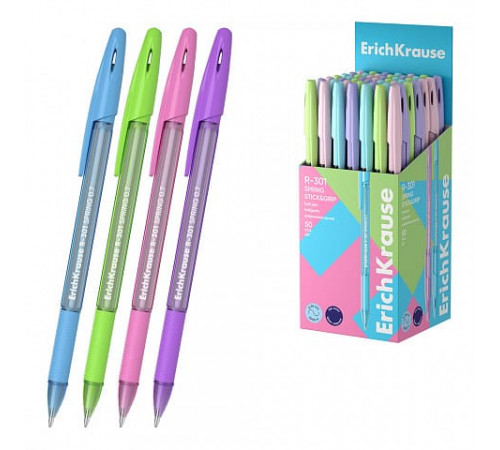 Ручка шариковая ErichKrause R-301 Stick&Grip Spring 0.7, цвет чернил синий (в коробке по 50 шт.)39532