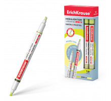 Двухсторонний текстмаркер  ErichKrause Visioline V-16 Neon+Pastel, цвет чернил желтый (в коробке по 12 шт.)56015