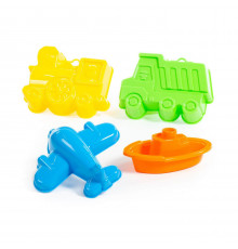 Набор №258: формочки (самосвал + паровоз + самолёт), кораблик 
