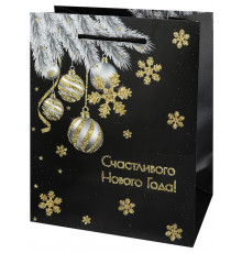 Dream cards Пакет подароч. с мат.лам. и глит. 18х23х10 см (M) Новогодние ветки,190г ППК-2304