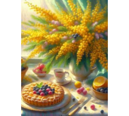 Алмаз мозаика (клас.) 30х40 см, с подр., с полн. заполн. (30цв.) Букет мимозы (арт. НД-8905)