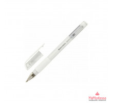 Ручка гелевая с грипом BRAUBERG White, БЕЛАЯ, пишущий узел 1мм, линия письма 0,5мм, 143416