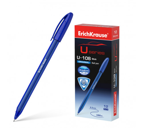 Ручка шариковая ErichKrause U-108 Stick Original 1.0, Ultra Glide Technology, цвет чернил синий (в коробке по 12 шт.) 53738