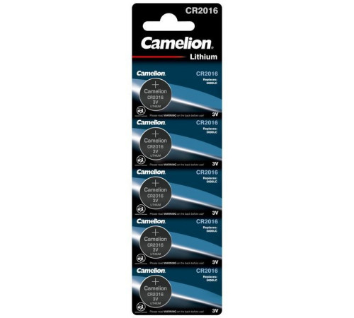 Батарейка литиевая CAMELION CR2016 дисковая 3В бл 5