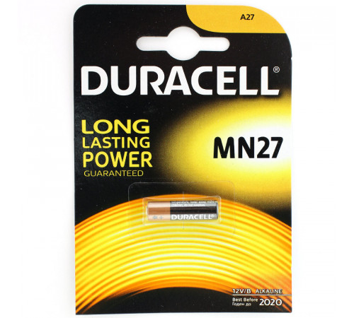Батарейка щелочная DURACELL A27 (MN27) 12В бл 1 Батарейка щелочная DURACELL A27 (MN27) 12В бл 1