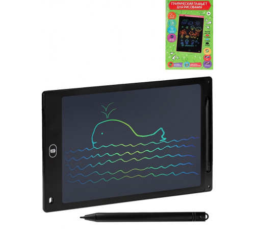 Графический планшет (12 дюймов, со стилусом, бат. CR2025 в комплк.) черный (Арт. ПГЭ-5047)