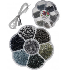 Набор для бисероплетения (8х8см, 7 видов бисера, в боксе) черный (арт. БИС-8382)