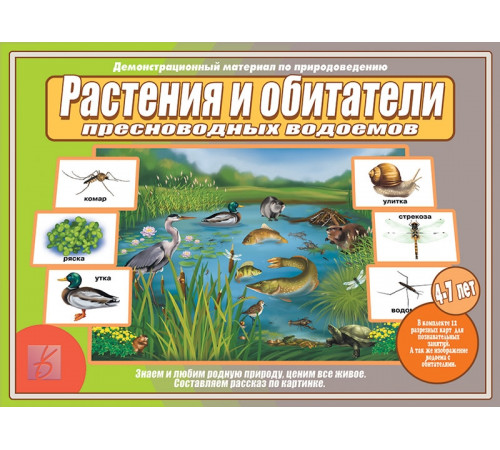 Набор карточек «Растения и обитатели пресноводных водоемов» Д-515 Набор карточек «Растения и обитатели пресноводных водоемов» Д-515