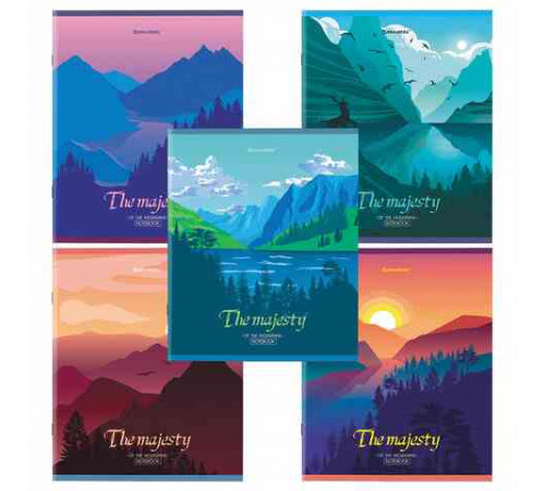 Тетрадь А5 48л. BRAUBERG скоба, клетка, обложка картон, Majesty (микс в спайке), 404368