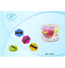 Точилка: одинарная, пластиковая /4 цвета/,шестигранника, 2,5см. МС-3506