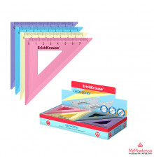 Угольник пластиковый ErichKrause Pastel, 45°/7см, ассорти (в коробке-дисплее по 60 шт)57873