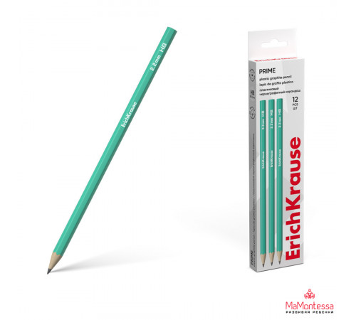 Чернографитный карандаш пластиковый ErichKrause Prime, шестигранный, HB (в коробке по 12 шт.)60694