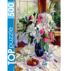 TOPpuzzle. ПАЗЛЫ 500 элементов. С.ГОРЯЧЕВА. ЛИЛИИ НА ТЕРРАСЕ