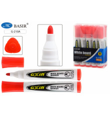 Маркер для белой доски: стираемый; белый корпус, цветной колпачок, чёрный, 3,0 mm/400 m, в пластиковой упаковке с европодвесом. G-210A/красн/