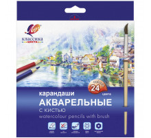 Карандаши акварельные «Классика цвета» 24 цветов с кистью