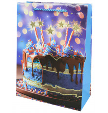 Dream cards Пакет подар. с мат. лам. и глит. 18*23*10см р-р(М),Голубой тортик,210г ППК-2594