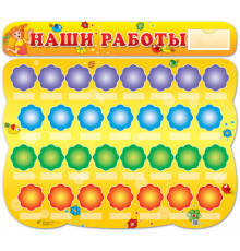 Сф.Стенд НАШИ РАБОТЫ(с пласт.карт.и 30 полочек)