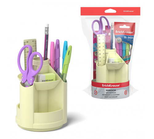Набор настольный на вращающейся подставке ErichKrause® Mini Desk, Pastel, желтый Набор настольный на вращающейся подставке ErichKrause® Mini Desk, Pastel, желтый