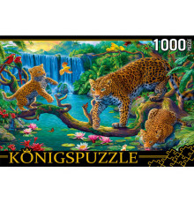 Konigspuzzle. ПАЗЛЫ 1000 элементов. ФK1000-6634 ЛЕОПАРДЫ У ВОДОПАДА