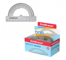 Транспортир пластиковый ErichKrause Clear, 180°/10см, прозрачный (в коробке-дисплее по 20 шт) 49550