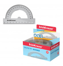 Транспортир пластиковый ErichKrause Clear, 180°/10см, прозрачный (в коробке-дисплее по 20 шт) 49550