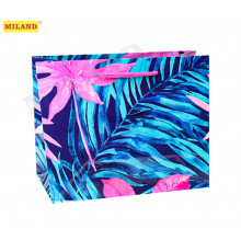 Пакет подар.ламинир.26х32х12см(L) Яр.троп.листья ПКП-1833