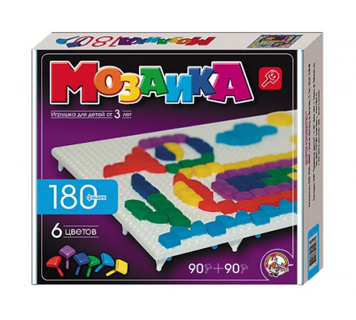 Детская мозаика пластмассовая, 180 элементов